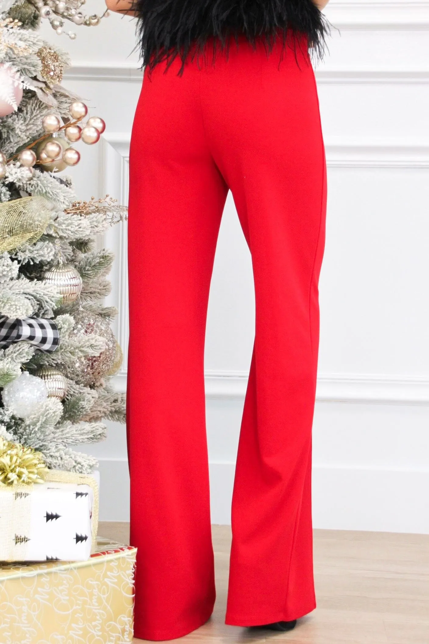 Trending Times High Waisted Pants: Red