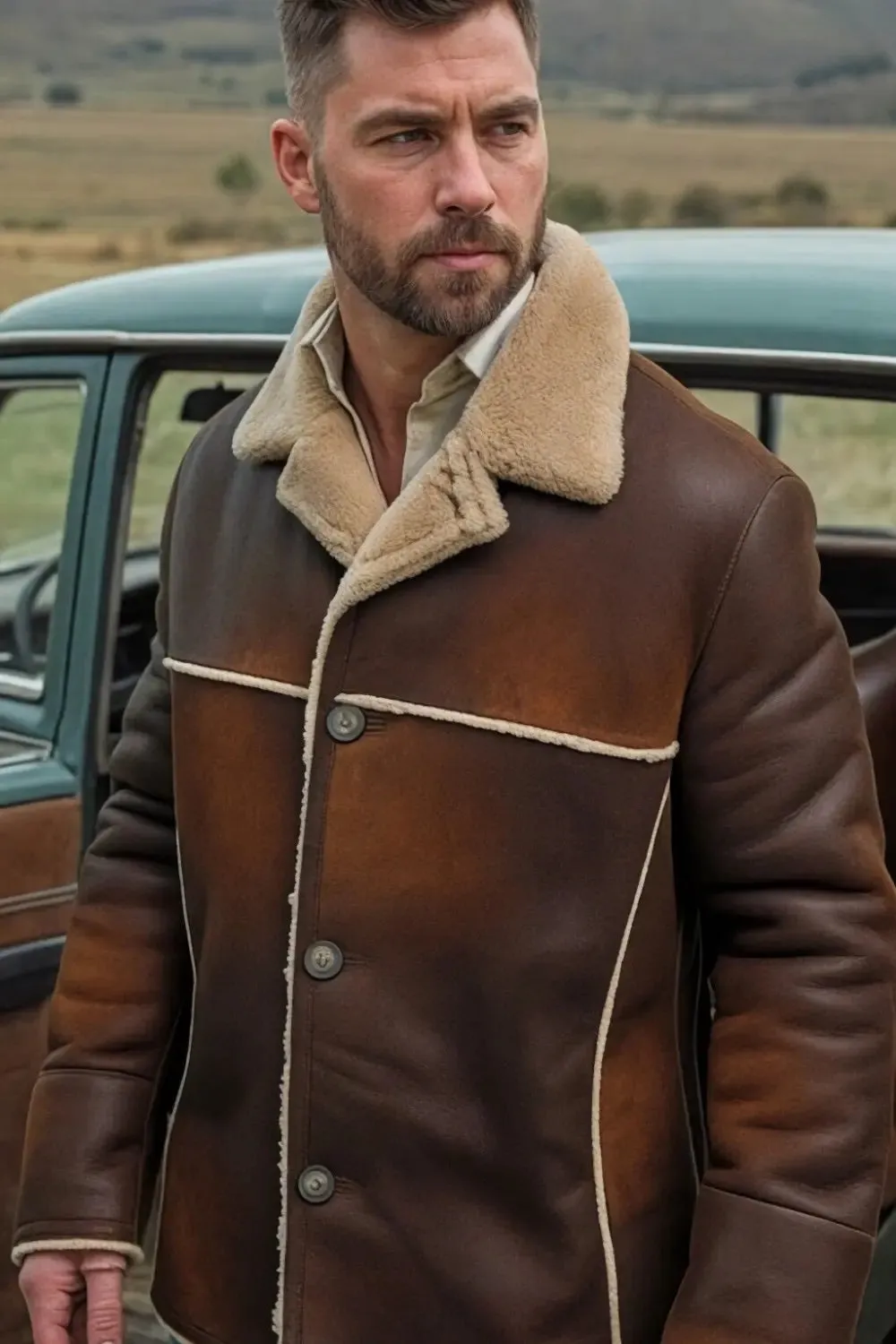 Tullio Sheepskin Leather Ranch Coat