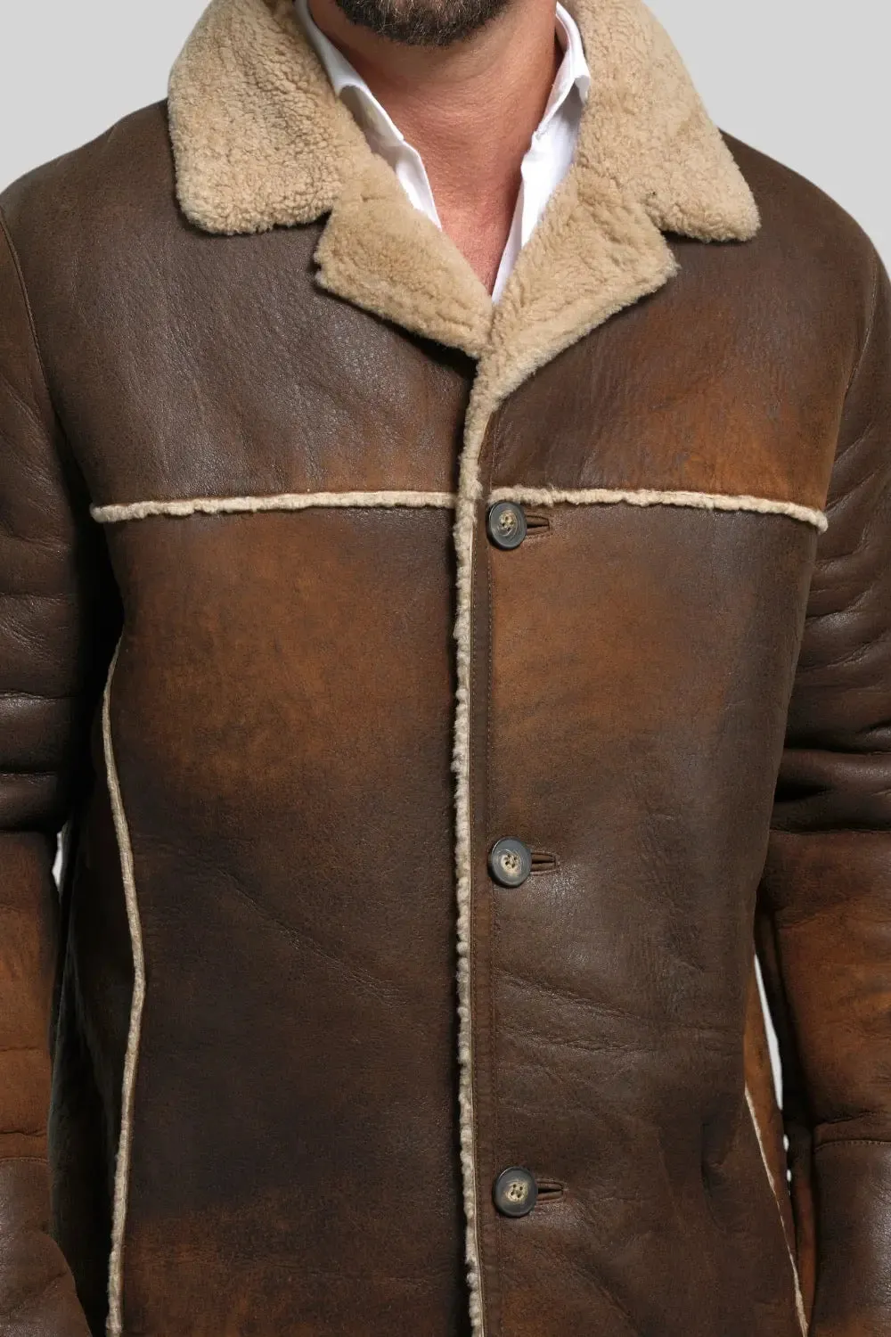 Tullio Sheepskin Leather Ranch Coat