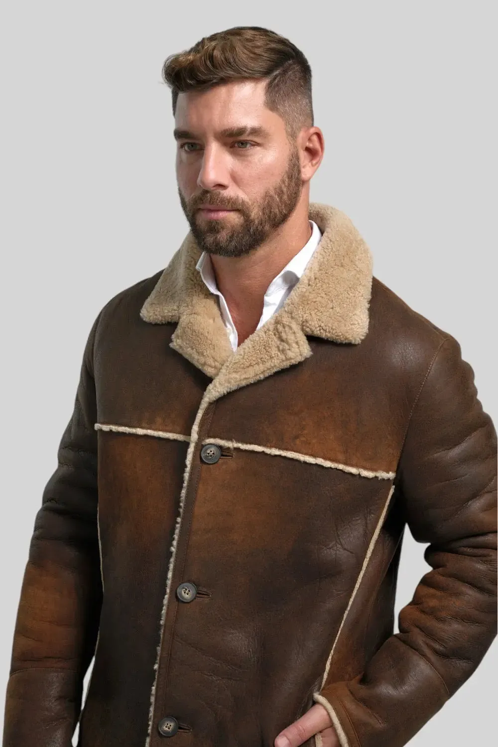 Tullio Sheepskin Leather Ranch Coat