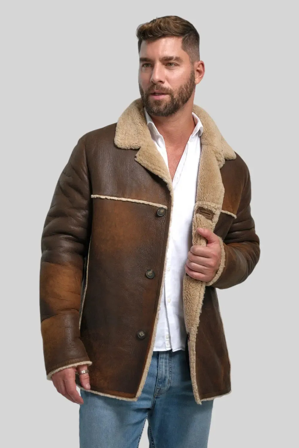 Tullio Sheepskin Leather Ranch Coat