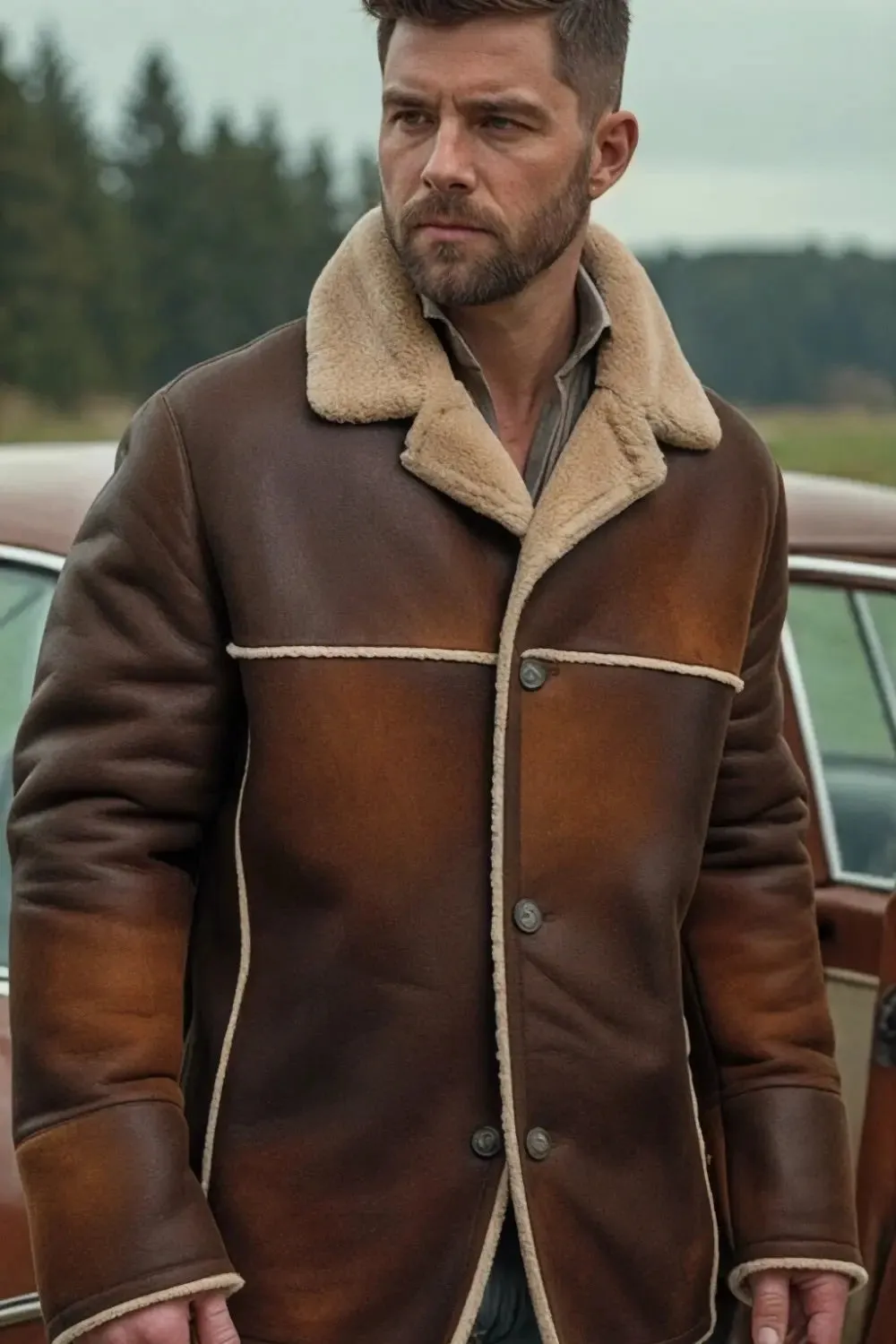 Tullio Sheepskin Leather Ranch Coat