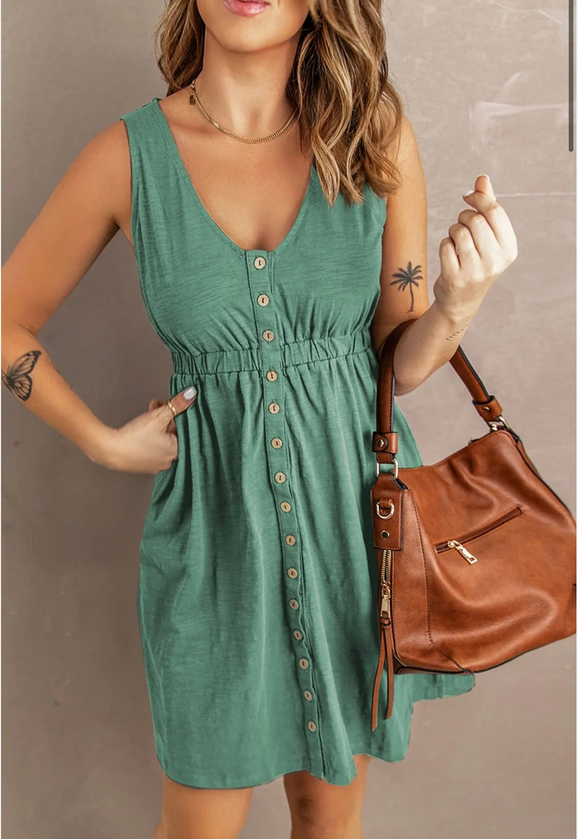 V neck mini dress