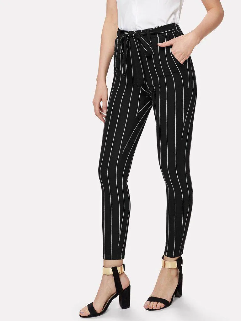 Vertical Striped Skinny Pants