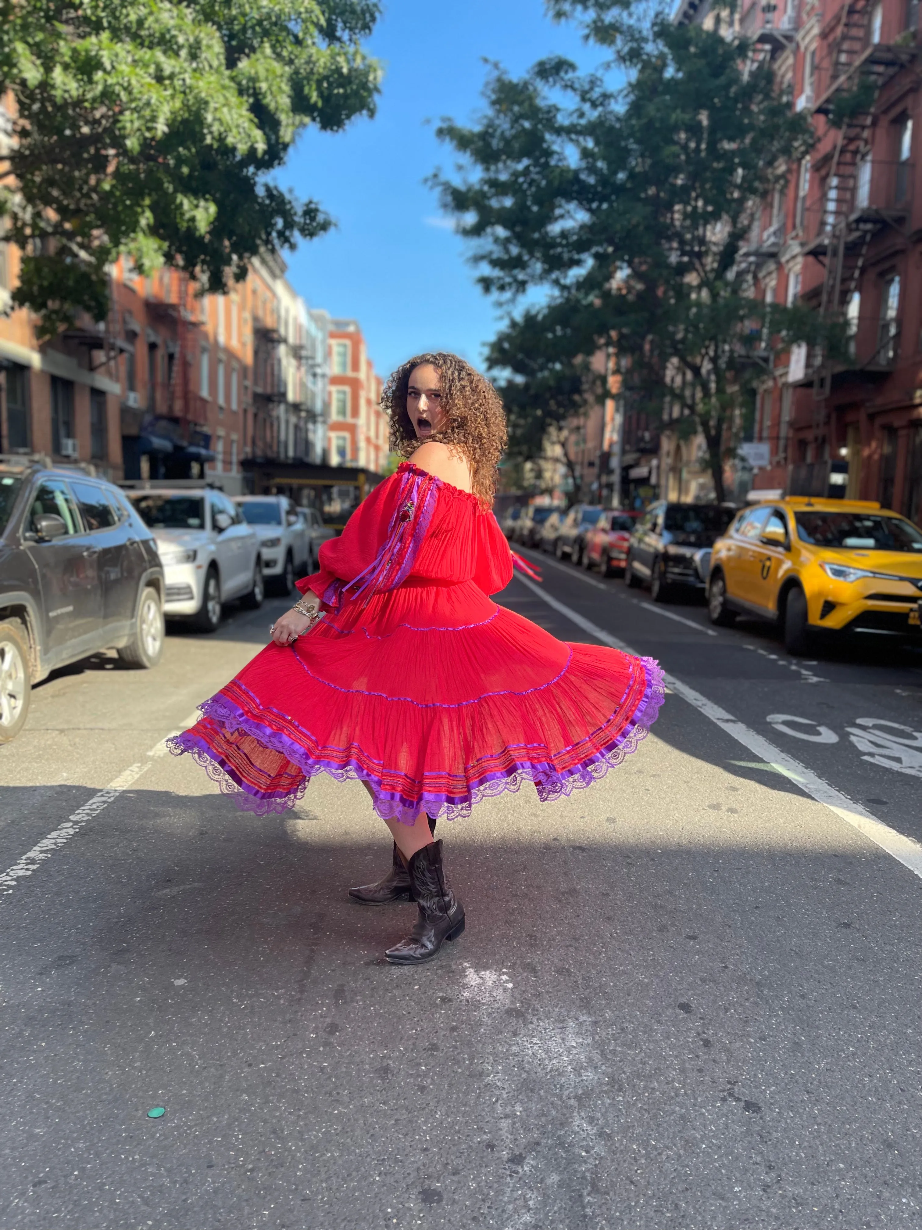 Vintage 80s Red Gauzey Maxi Dress