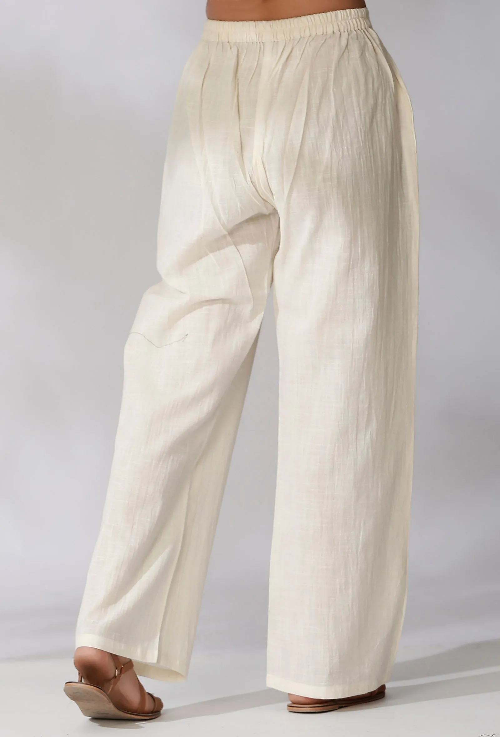 White Cotton Pants With Pockets