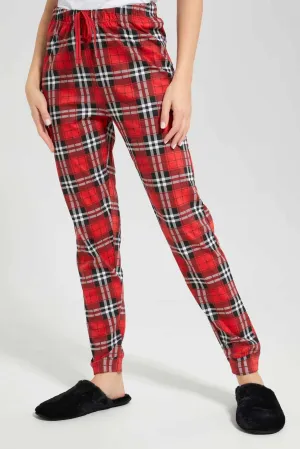 Women Red Checkered Pyjama Bottom