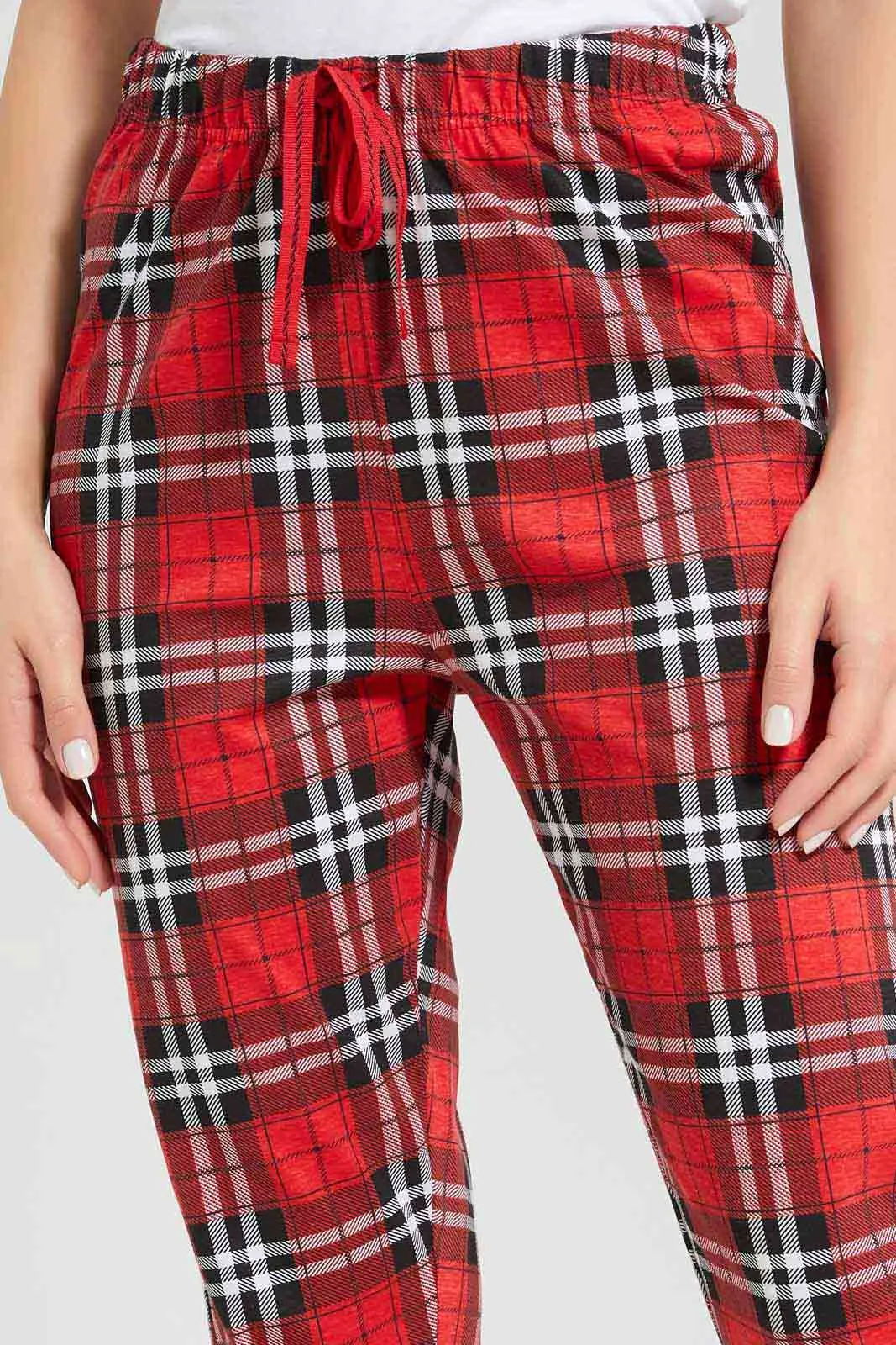 Women Red Checkered Pyjama Bottom