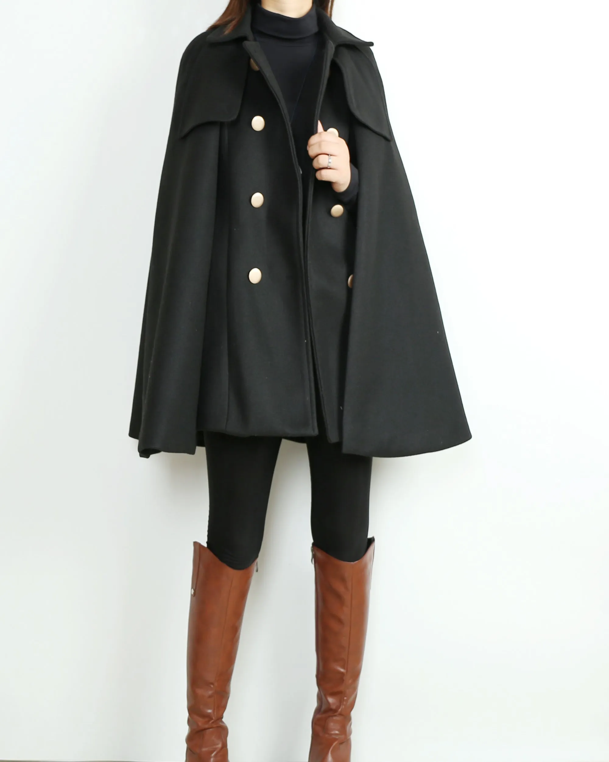 Wool cape coat, women's woolen poncho/cashmere jacket/Wool Coat/Cashmere Cape Wool Cloak(Y1760)