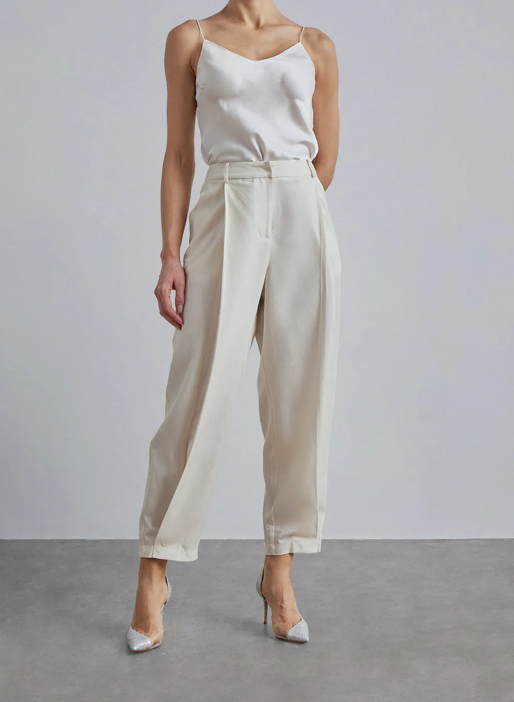 Woven White Petite Pants