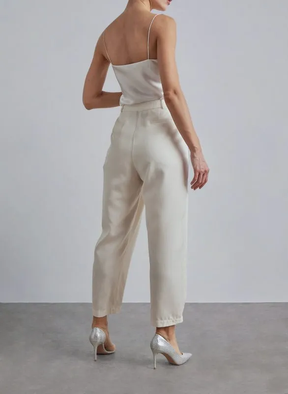 Woven White Petite Pants