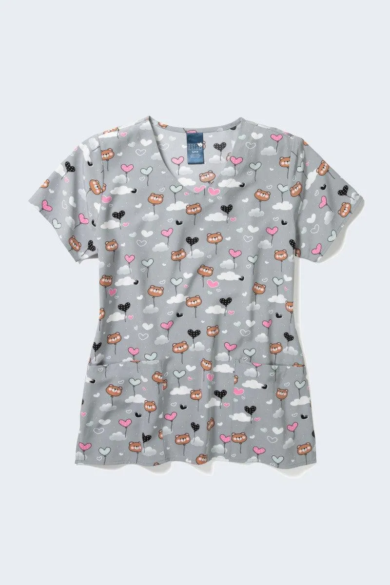 Z12213 Beary Sweet Women's Print Scrub Top