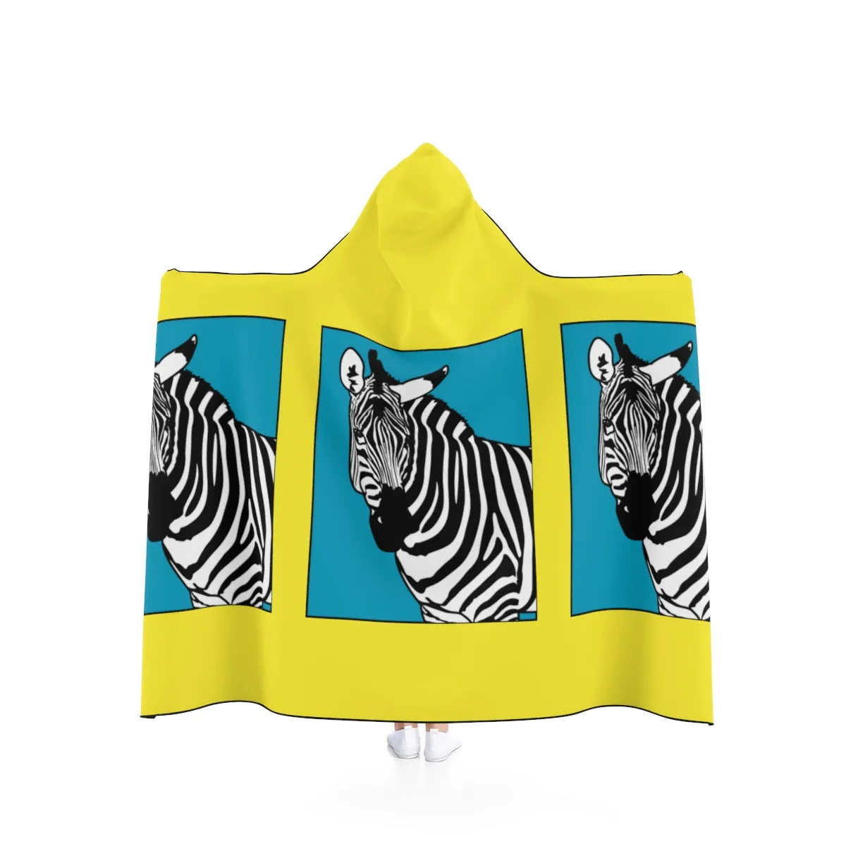 Zebra on Yellow Hooded Blanket